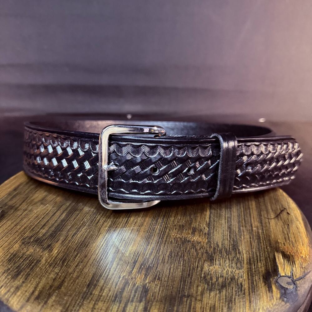 DutyMan Everyday Garrison Belt Size 30" Black Basketweave Nickle Buckle 1621T